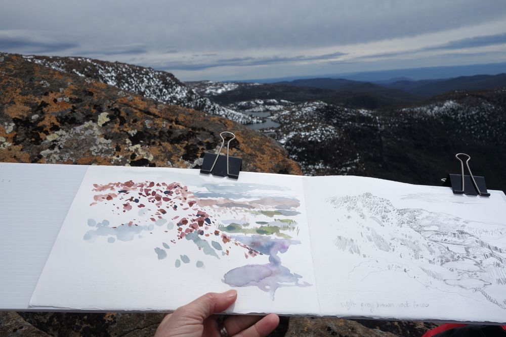 AW sketching above the tarn shelf 2019 W