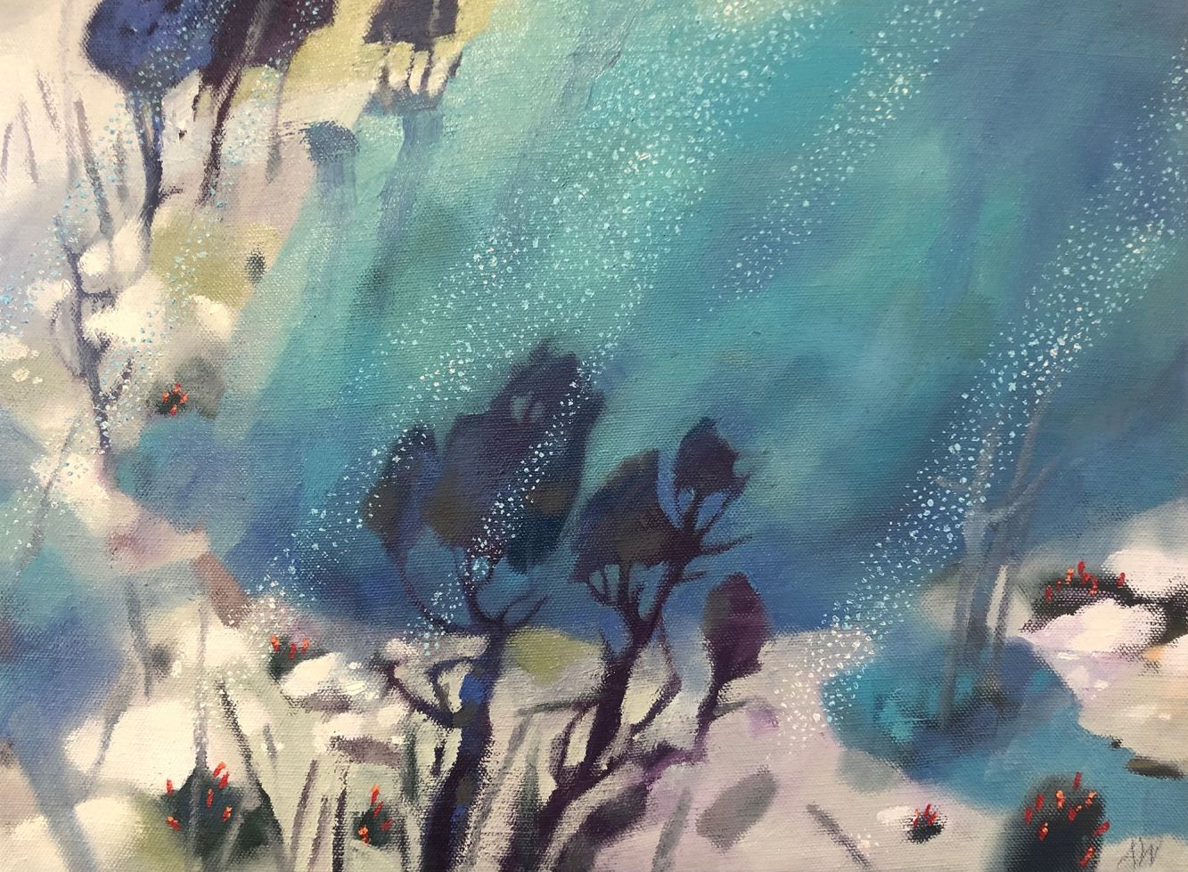 Oil LL 02 November Scoparia and snow Tarn Shelf